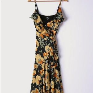Lulus floral wrap high-low silk dress